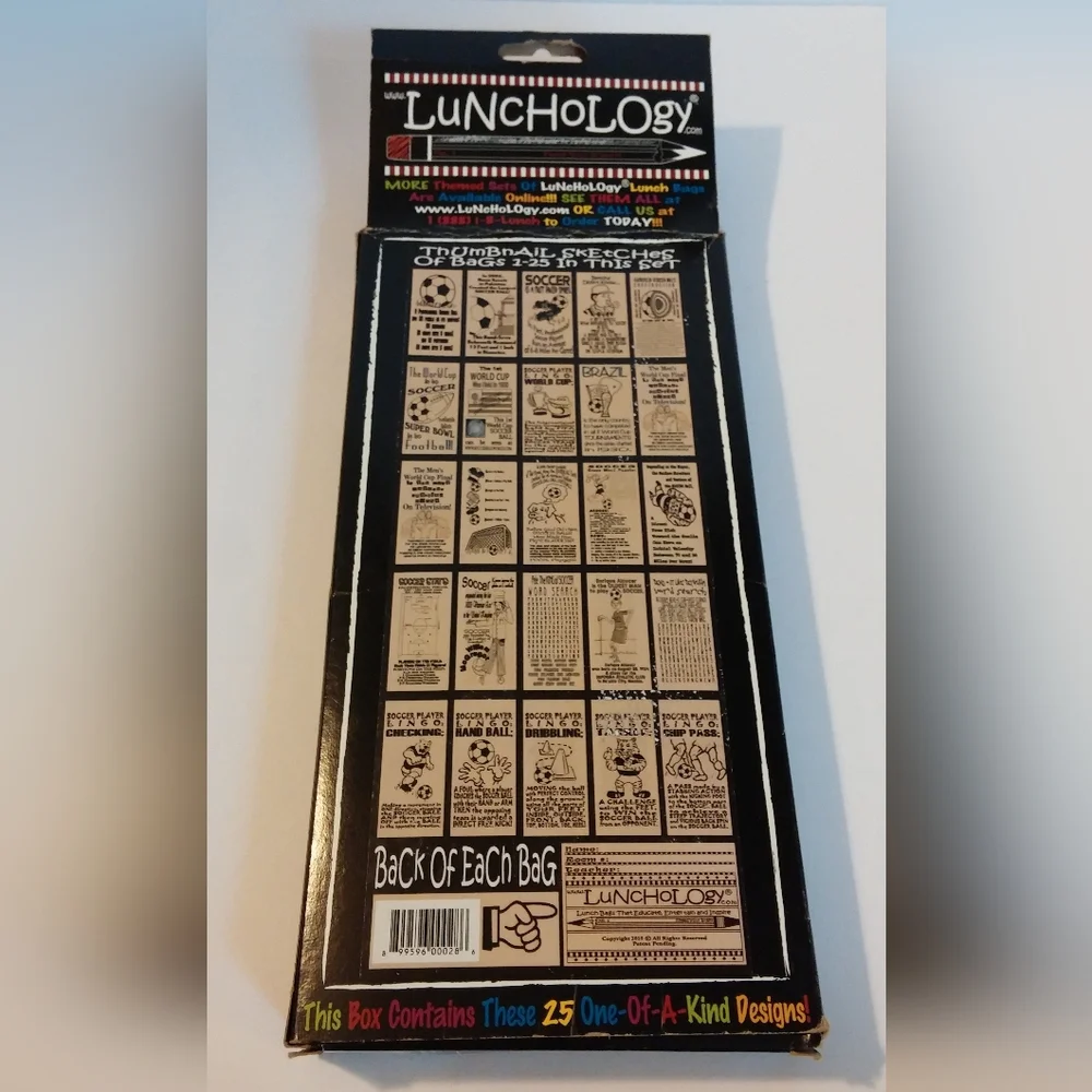 Lunchology Soccer Trivia Paper Lunch Bags Interesting Graphics Collectible